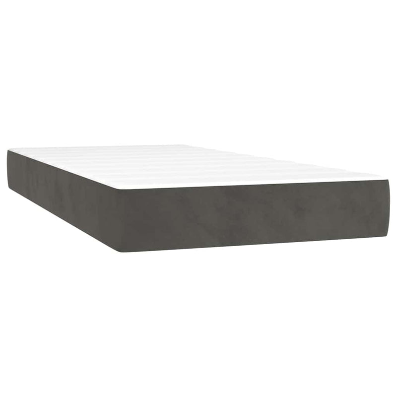 vidaXL sötétszürke bársony rugós és LED-es ágy matraccal 80 x 200 cm