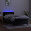 vidaXL fekete bársony rugós és LED-es ágy matraccal 80 x 200 cm