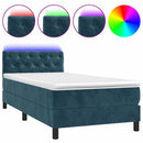 vidaXL sötétkék bársony rugós és LED-es ágy matraccal 80 x 200 cm