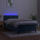 vidaXL sötétkék bársony rugós és LED-es ágy matraccal 80 x 200 cm