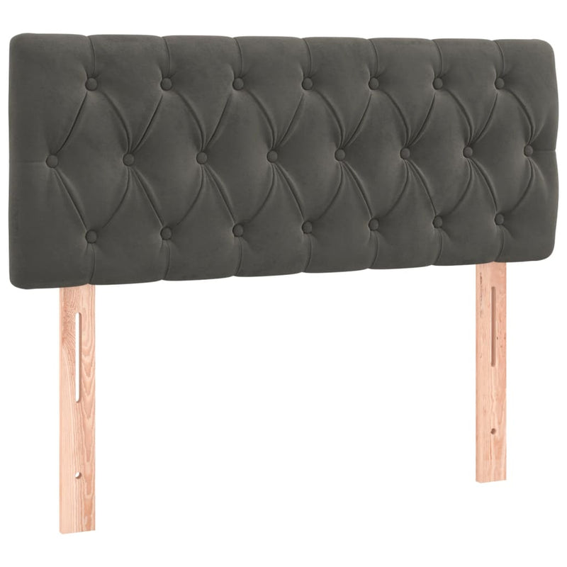 vidaXL sötétszürke bársony rugós és LED-es ágy matraccal 90x190 cm