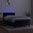 vidaXL fekete bársony rugós és LED-es ágy matraccal 90x190 cm