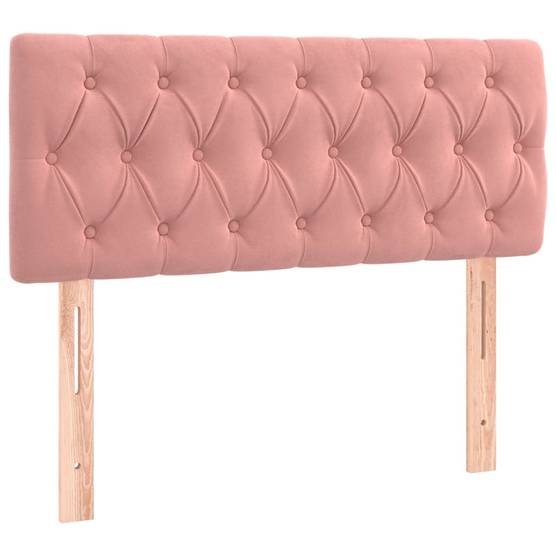 vidaXL rózsaszín bársony rugós és LED-es ágy matraccal 90x190 cm