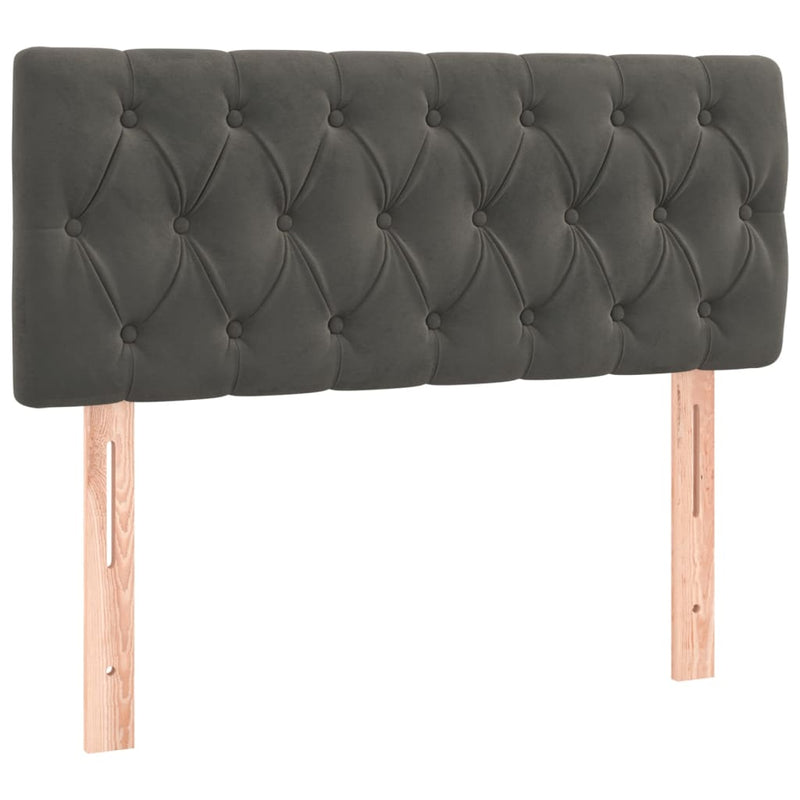 vidaXL sötétszürke bársony rugós és LED-es ágy matraccal 90x200 cm
