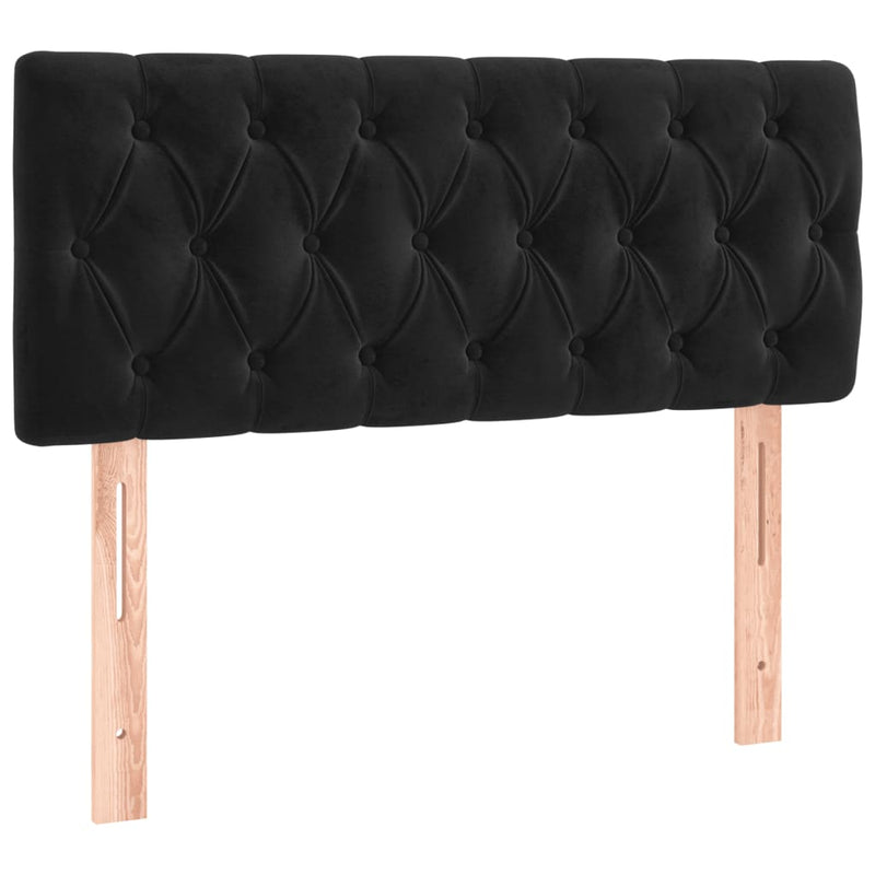 vidaXL fekete bársony rugós és LED-es ágy matraccal 90x200 cm