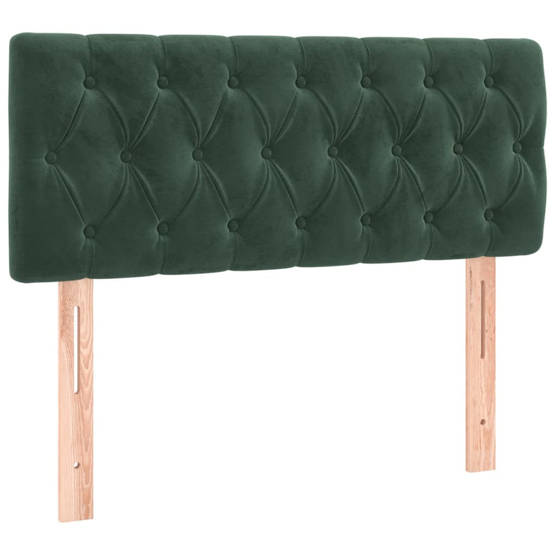 vidaXL sötétzöld bársony rugós és LED-es ágy matraccal 90x200 cm