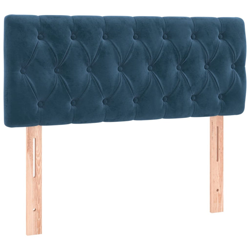 vidaXL sötétkék bársony rugós és LED-es ágy matraccal 90x200 cm
