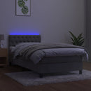 vidaXL világosszürke bársony rugós és LED-es ágy matraccal 100x200 cm