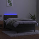 vidaXL sötétszürke bársony rugós és LED-es ágy matraccal 100x200 cm