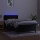 vidaXL fekete bársony rugós és LED-es ágy matraccal 100x200 cm