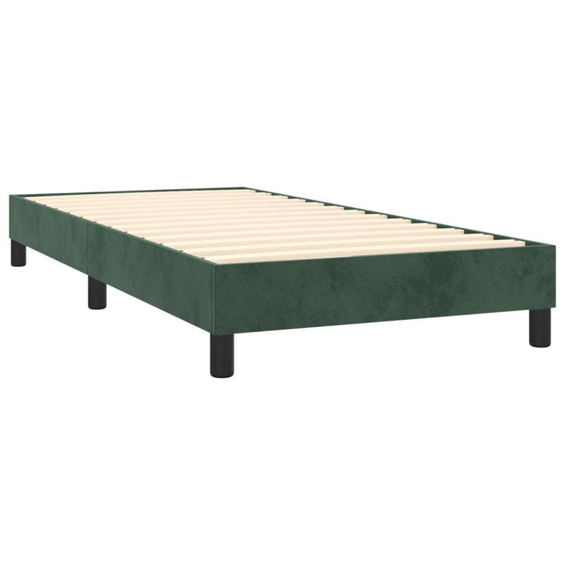 vidaXL sötétzöld bársony rugós és LED-es ágy matraccal 100x200 cm