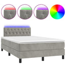 vidaXL világosszürke bársony rugós és LED-es ágy matraccal 120x200 cm