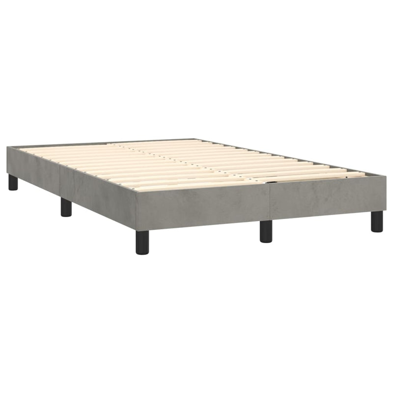 vidaXL világosszürke bársony rugós és LED-es ágy matraccal 120x200 cm