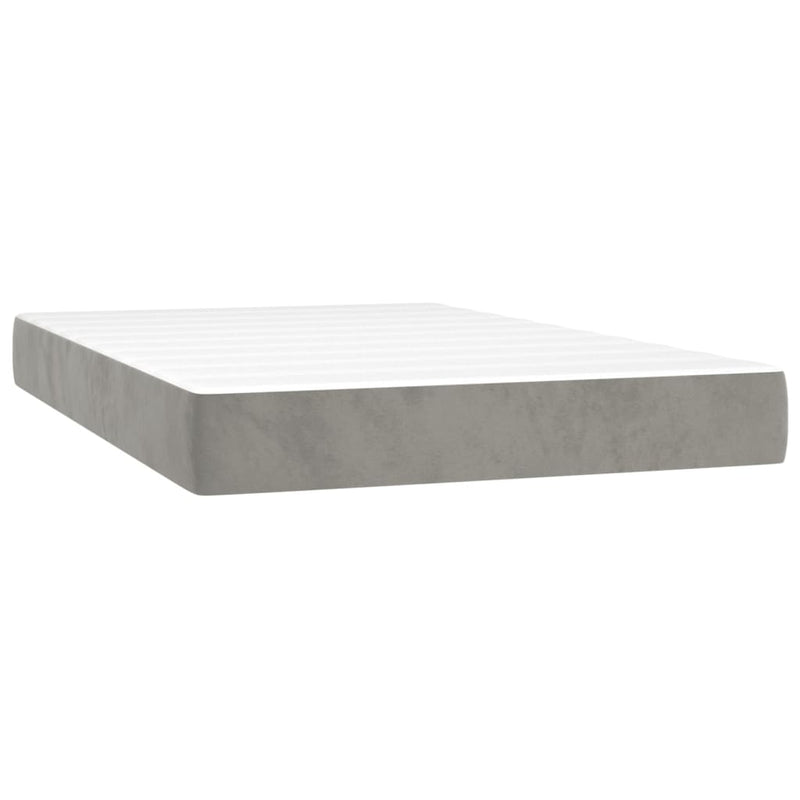 vidaXL világosszürke bársony rugós és LED-es ágy matraccal 120x200 cm