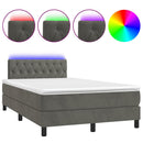 vidaXL sötétszürke bársony rugós és LED-es ágy matraccal 120x200 cm