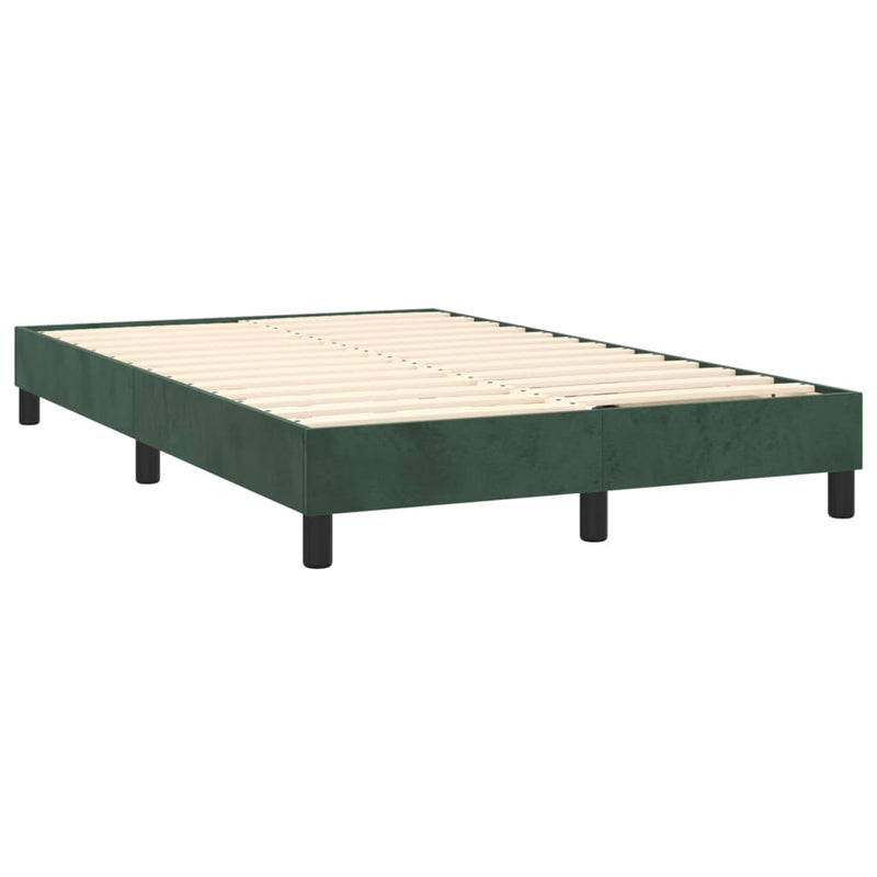 vidaXL sötétzöld bársony rugós és LED-es ágy matraccal 120x200 cm