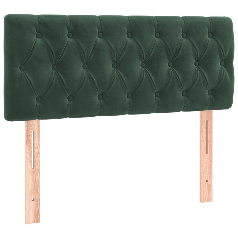 vidaXL sötétzöld bársony rugós és LED-es ágy matraccal 120x200 cm