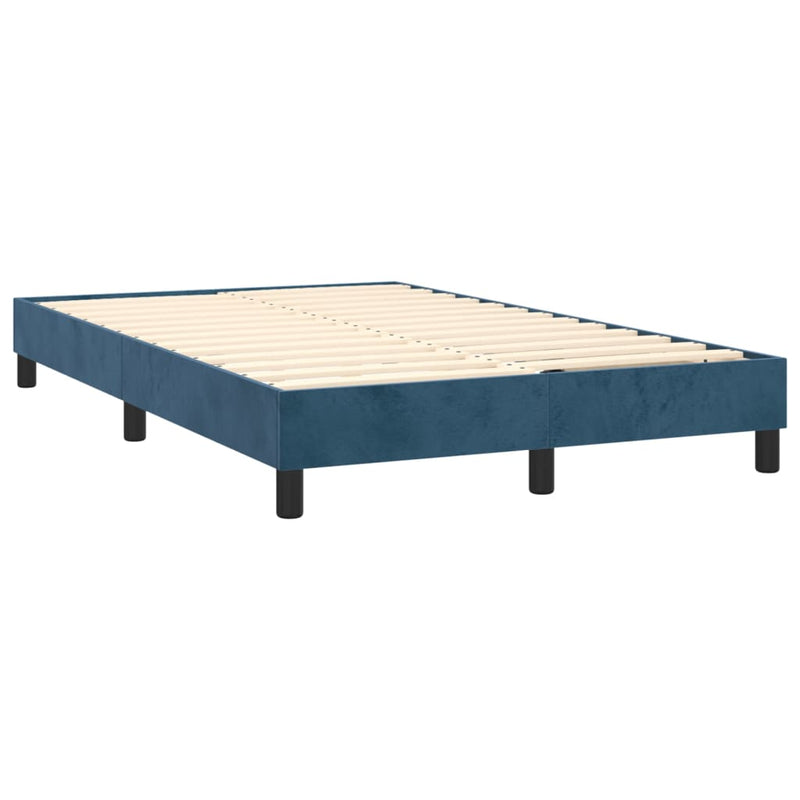 vidaXL sötétkék bársony rugós és LED-es ágy matraccal 120x200 cm