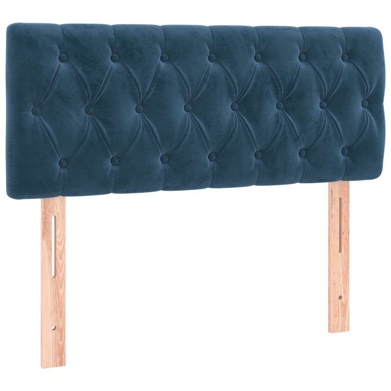 vidaXL sötétkék bársony rugós és LED-es ágy matraccal 120x200 cm