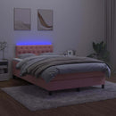 vidaXL rózsaszín bársony rugós és LED-es ágy matraccal 120x200 cm