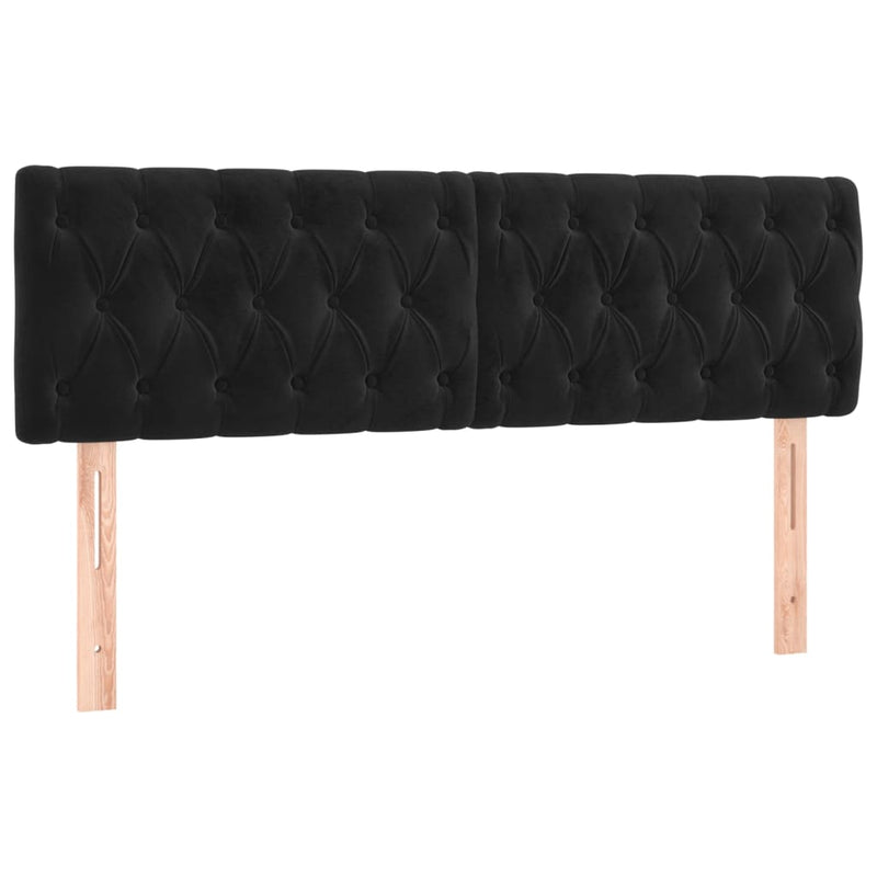 vidaXL fekete bársony rugós és LED-es ágy matraccal 140x190 cm