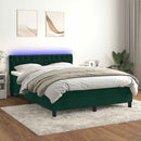 vidaXL sötétzöld bársony rugós és LED-es ágy matraccal 140x190 cm