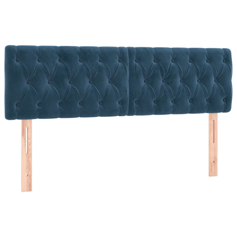 vidaXL sötétkék bársony rugós és LED-es ágy matraccal 140x190 cm
