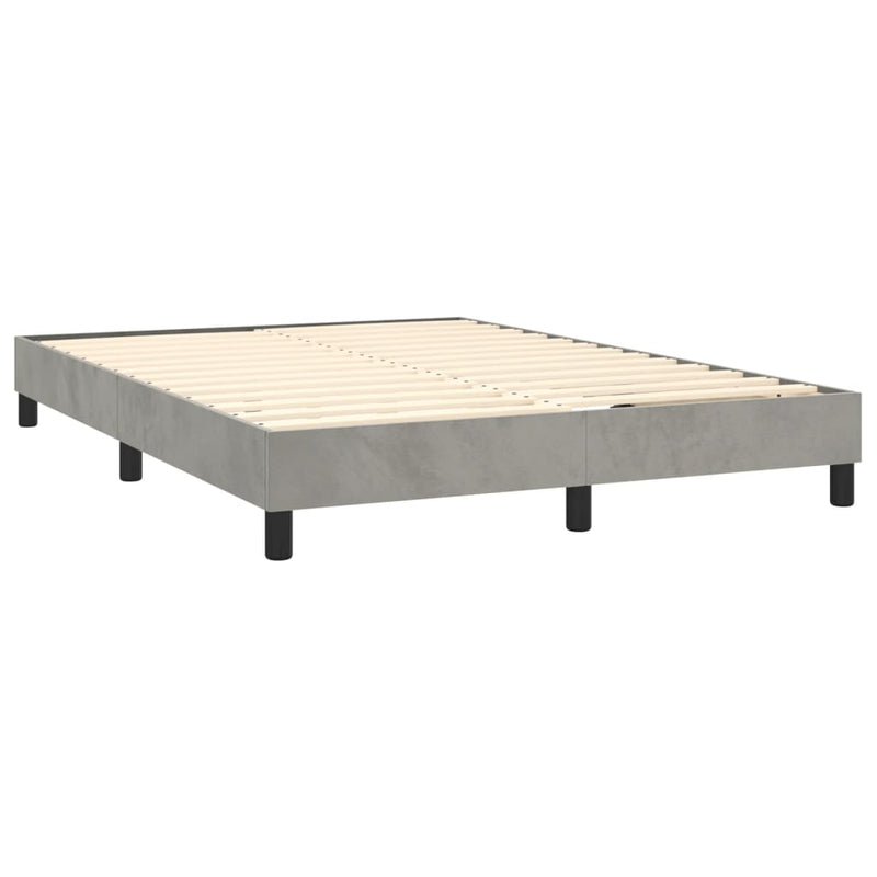 vidaXL világosszürke bársony rugós és LED-es ágy matraccal 140x200 cm