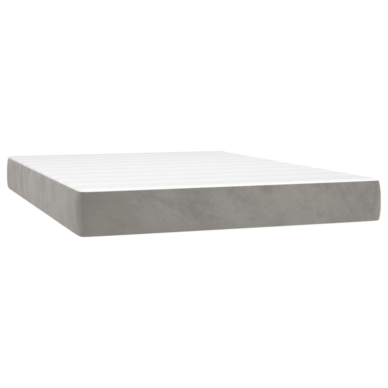 vidaXL világosszürke bársony rugós és LED-es ágy matraccal 140x200 cm