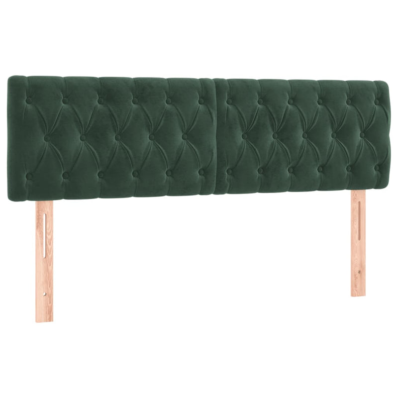 vidaXL sötétzöld bársony rugós és LED-es ágy matraccal 140x200 cm