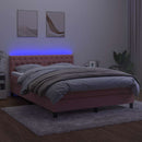 vidaXL rózsaszín bársony rugós és LED-es ágy matraccal 140x200 cm