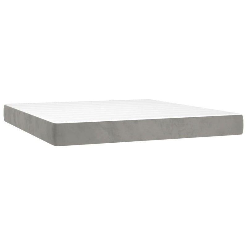 vidaXL világosszürke bársony rugós és LED-es ágy matraccal 160x200 cm