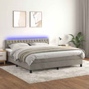 vidaXL világosszürke bársony rugós és LED-es ágy matraccal 160x200 cm