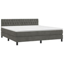 vidaXL sötétszürke bársony rugós és LED-es ágy matraccal 160x200 cm