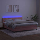 vidaXL rózsaszín bársony rugós és LED-es ágy matraccal 160x200 cm