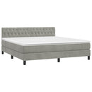 vidaXL világosszürke bársony rugós és LED-es ágy matraccal 180x200 cm