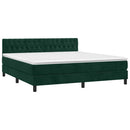 vidaXL sötétzöld bársony rugós és LED-es ágy matraccal 180x200 cm