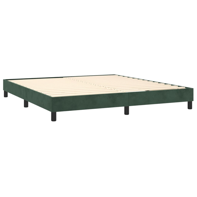 vidaXL sötétzöld bársony rugós és LED-es ágy matraccal 180x200 cm
