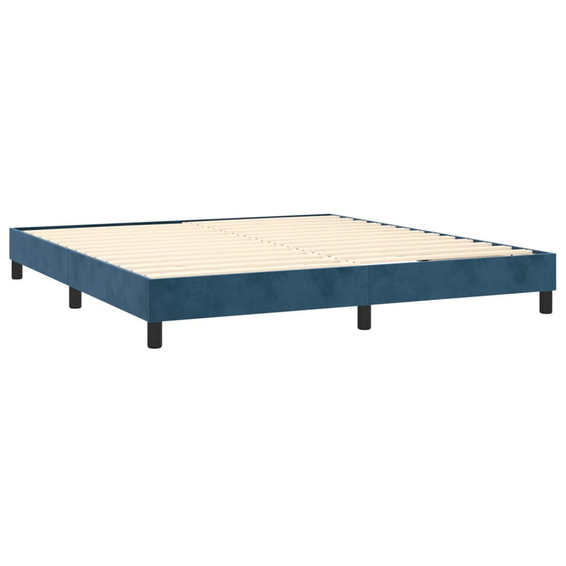 vidaXL sötétkék bársony rugós és LED-es ágy matraccal 180x200 cm