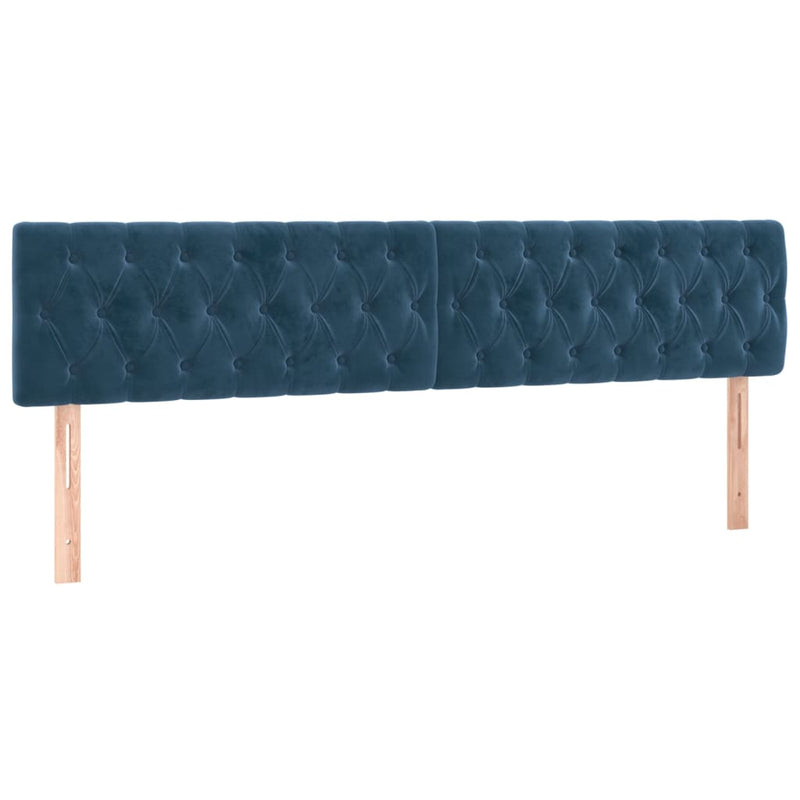 vidaXL sötétkék bársony rugós és LED-es ágy matraccal 180x200 cm