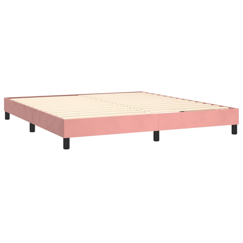 vidaXL rózsaszín bársony rugós és LED-es ágy matraccal 180x200 cm