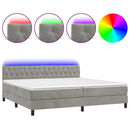 vidaXL világosszürke bársony rugós és LED-es ágy matraccal 200x200 cm