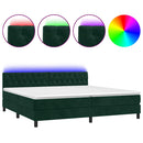 vidaXL sötétzöld bársony rugós és LED-es ágy matraccal 200x200 cm
