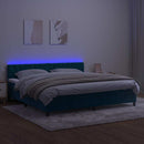 vidaXL sötétkék bársony rugós és LED-es ágy matraccal 200x200 cm