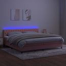 vidaXL rózsaszín bársony rugós és LED-es ágy matraccal 200x200 cm