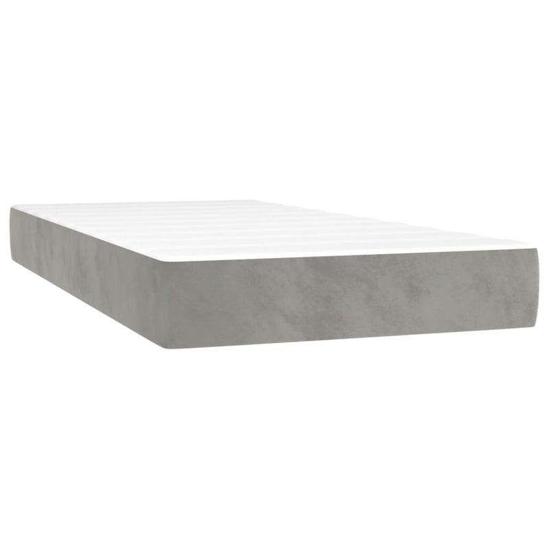 vidaXL világosszürke bársony rugós és LED-es ágy matraccal 90x190 cm