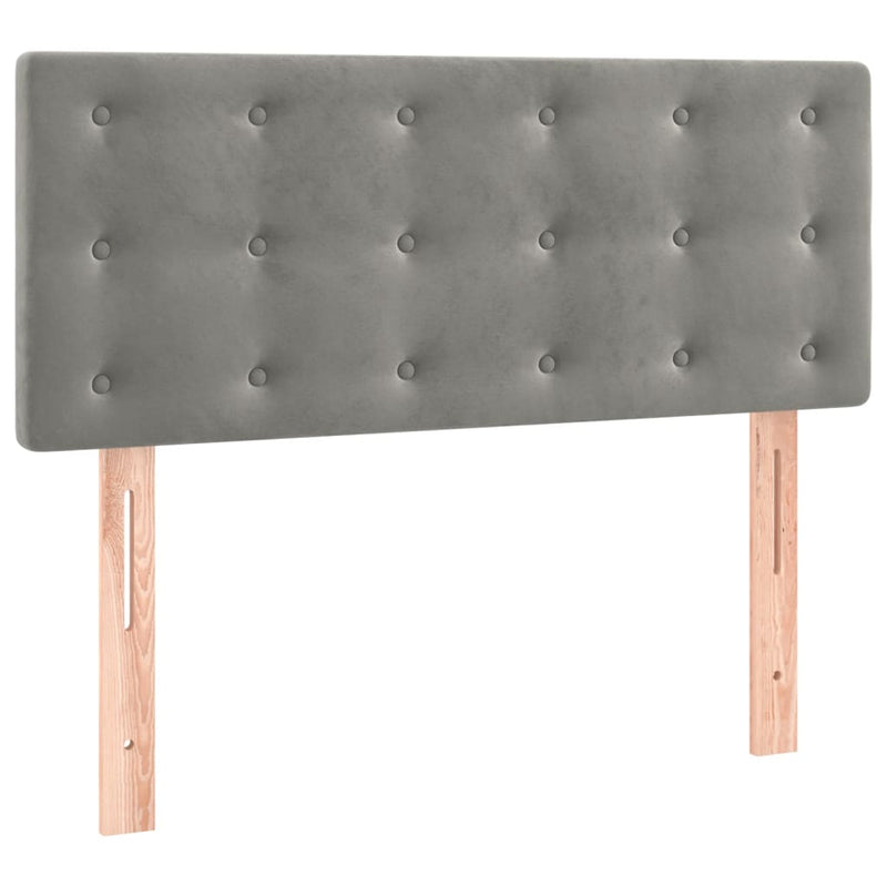 vidaXL világosszürke bársony rugós és LED-es ágy matraccal 90x190 cm