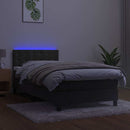 vidaXL sötétszürke bársony rugós és LED-es ágy matraccal 90x190 cm
