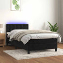 vidaXL fekete bársony rugós és LED-es ágy matraccal 90x190 cm