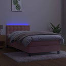 vidaXL rózsaszín bársony rugós és LED-es ágy matraccal 90x190 cm